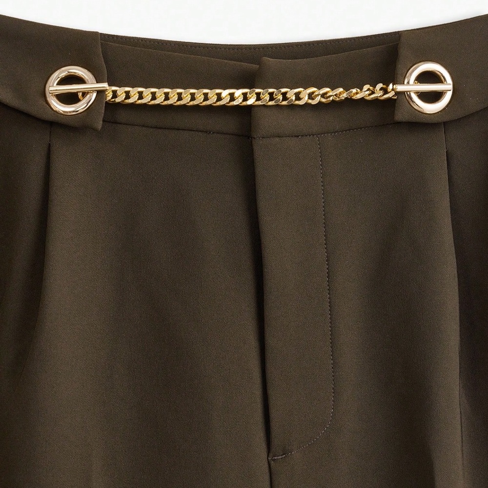 MOTF Olive Green Wide Leg Tailored Pants Trousers | Size S | NWT - Picture 3 of 15